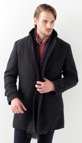 綿ウールシャドー千鳥ダウンライナーコート 綿ウールシャドー千鳥ダウンライナーコート