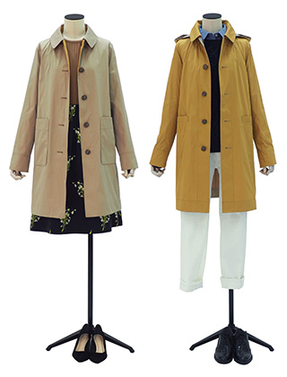 リバーシブルステンカラーコート (着脱可能フード付き)