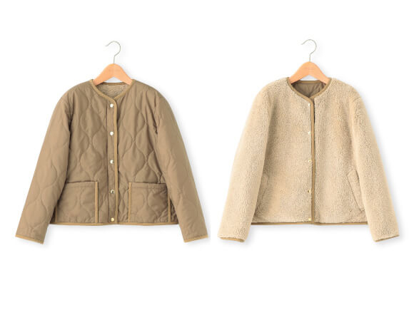 MACKINTOSH PHILOSOPHY ウィメンズ ショートジャケット ベージュキルト✕ベージュボア